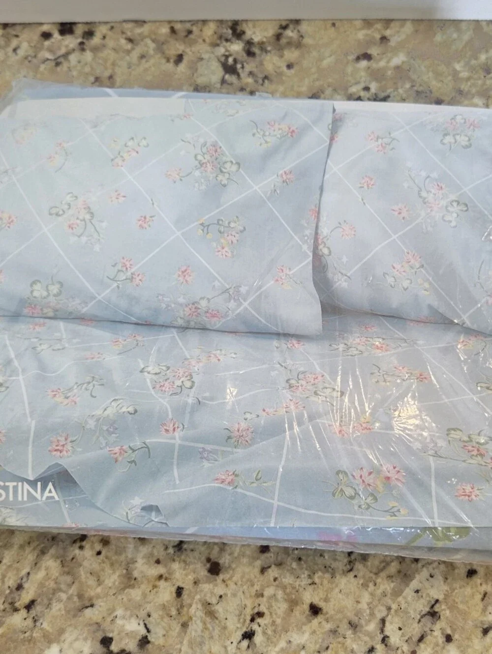 JCPenney Vintage Home Collection King Size Flat Sheet Blue Floral Christina NEW